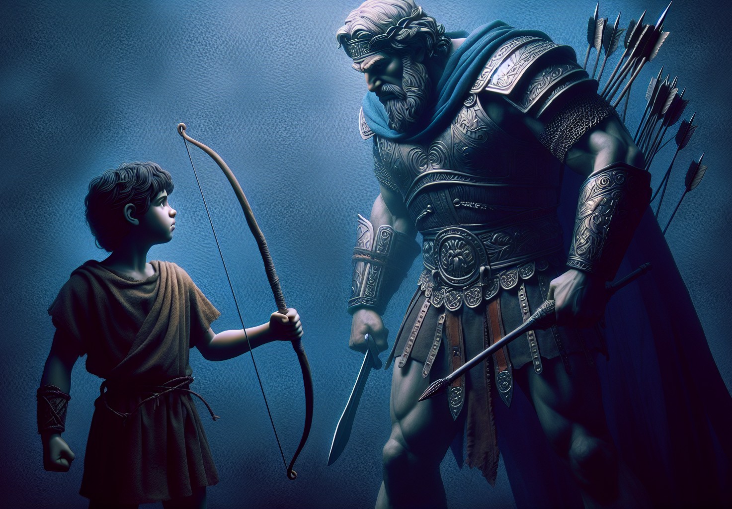 Illustration of David vs Goliath, illustrating the compact Phi-4 AI language model released on Hugging Face from Microsoft taking on large alternatives.