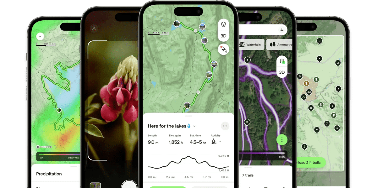 AllTrails app on mobile screens